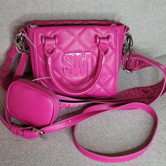 💟 Steve Madden FUSHIA BBabi Crossbody Satchel Bag with Air Pod Case - Picture 2 of 6
